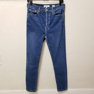 RE/DONE Womens Jeans High Rise Ankle Crop Denim Button Fly Skinny Sz 29